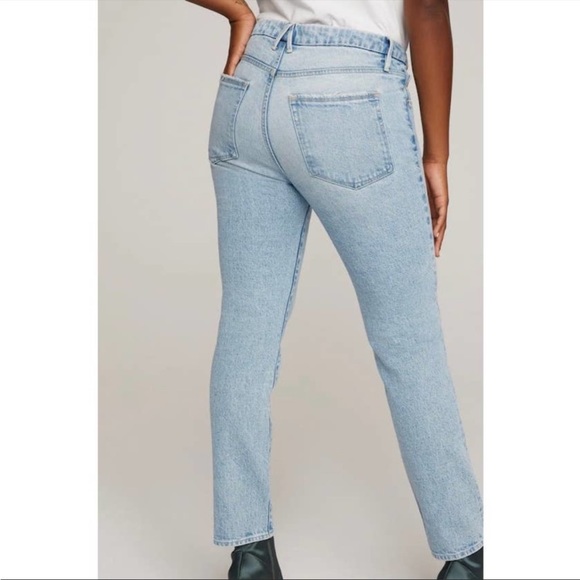 Good American Good Classic High Rise Denim Jeans Light Wash Blue Size 12 / 31 - Picture 8 of 13